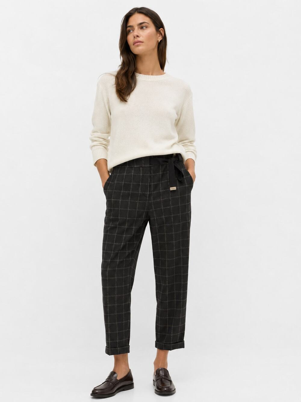 Peserico Handmade Tailored Pants Italian Wool Luxury Size 44 US 8 Black Gray